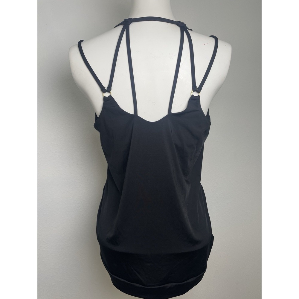Athleta Womens Empowerment Tank‎ Top MED Black Strappy Shelf Bra Yoga Gym - Picture 2 of 12